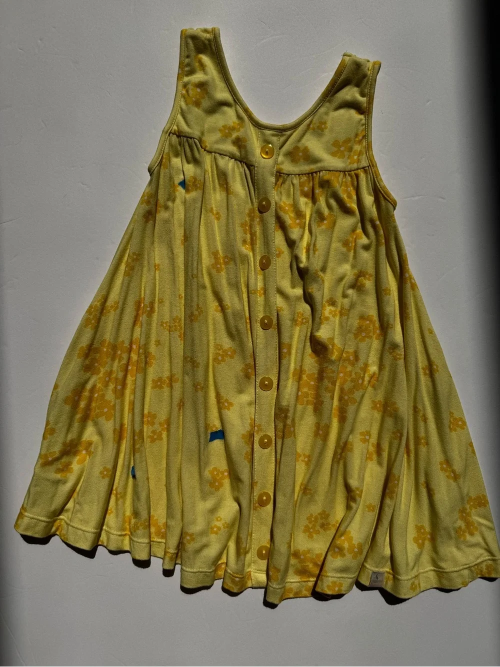 OMI JO 4T Pockets Yellow Floral Faux Button Detail A Line Tank Dress Girls WDW
